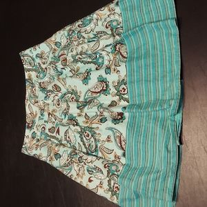 Casual cotton skirt with great teal/brown print